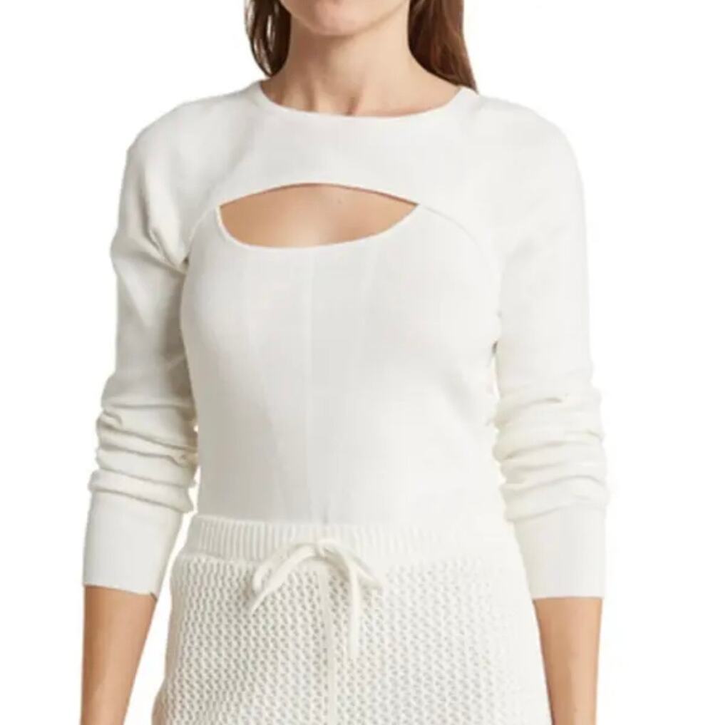 Toccin White Long Sleeve Sweater Shrug Sz S